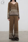 SWAYING 25 Early Spring V-neck snowflake jacquard pullover / straight pants SW-SW25PS3B11-LV Green pants SW25PS1T13 SW25PS3B11